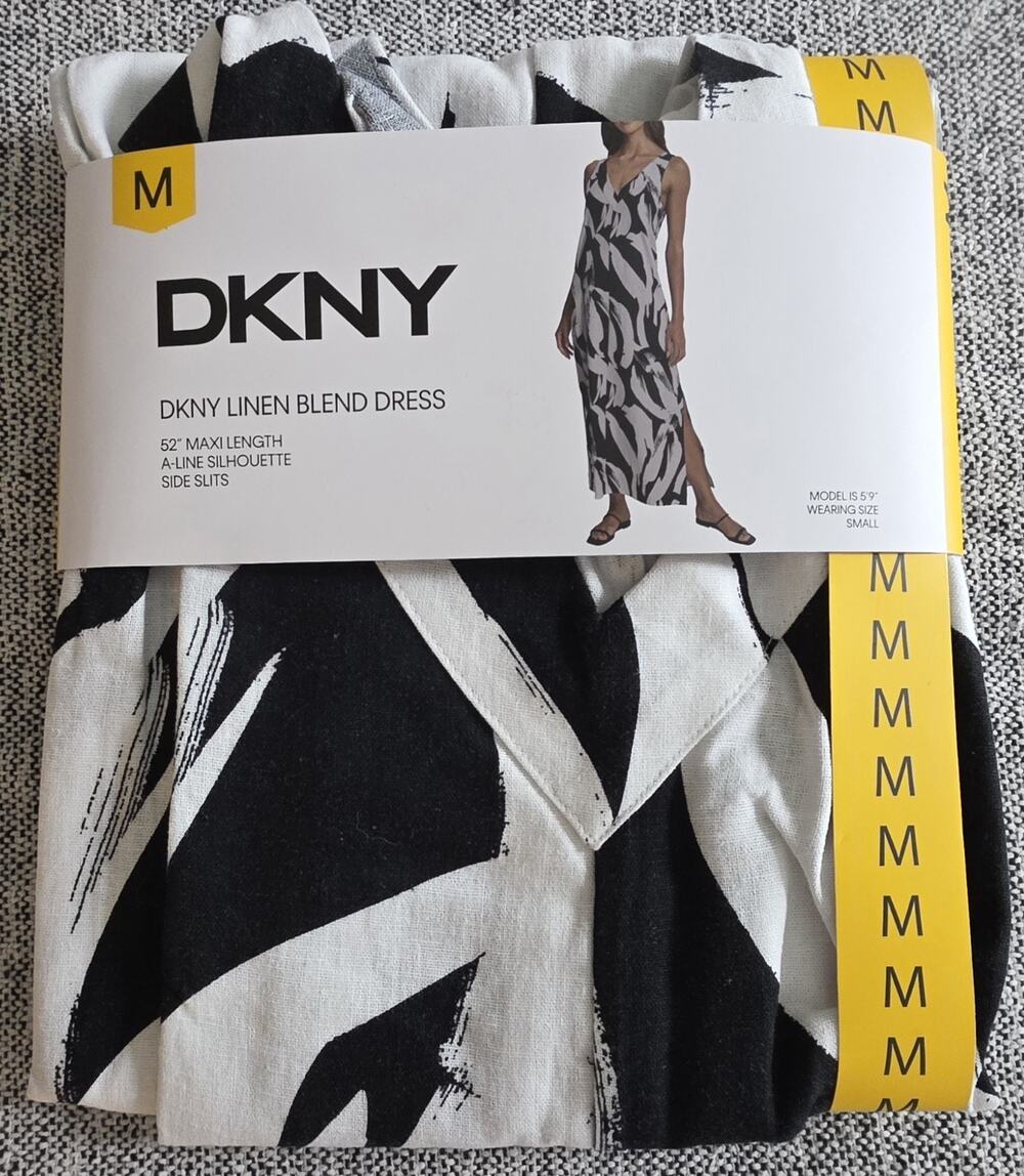 NWT DKNY Linen Blend Maxi A-Line Dress - Women's Size M